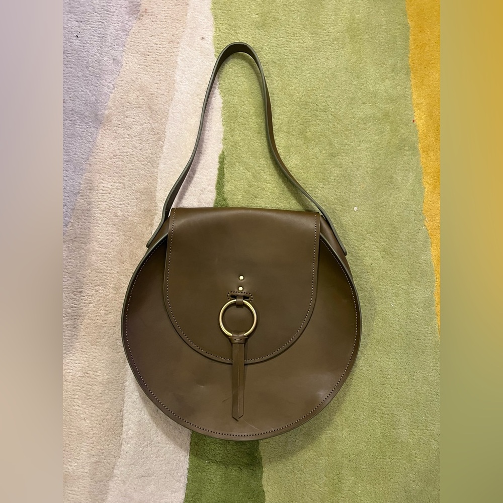 Hemlock And Hyde Olive Green Phoebe Shoulder Bag Leather Gold Hardware